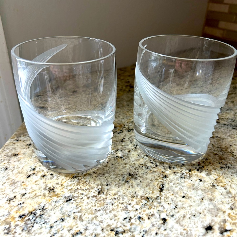 New Lenox Windswept Crystal drinking glasses lowball set of 2